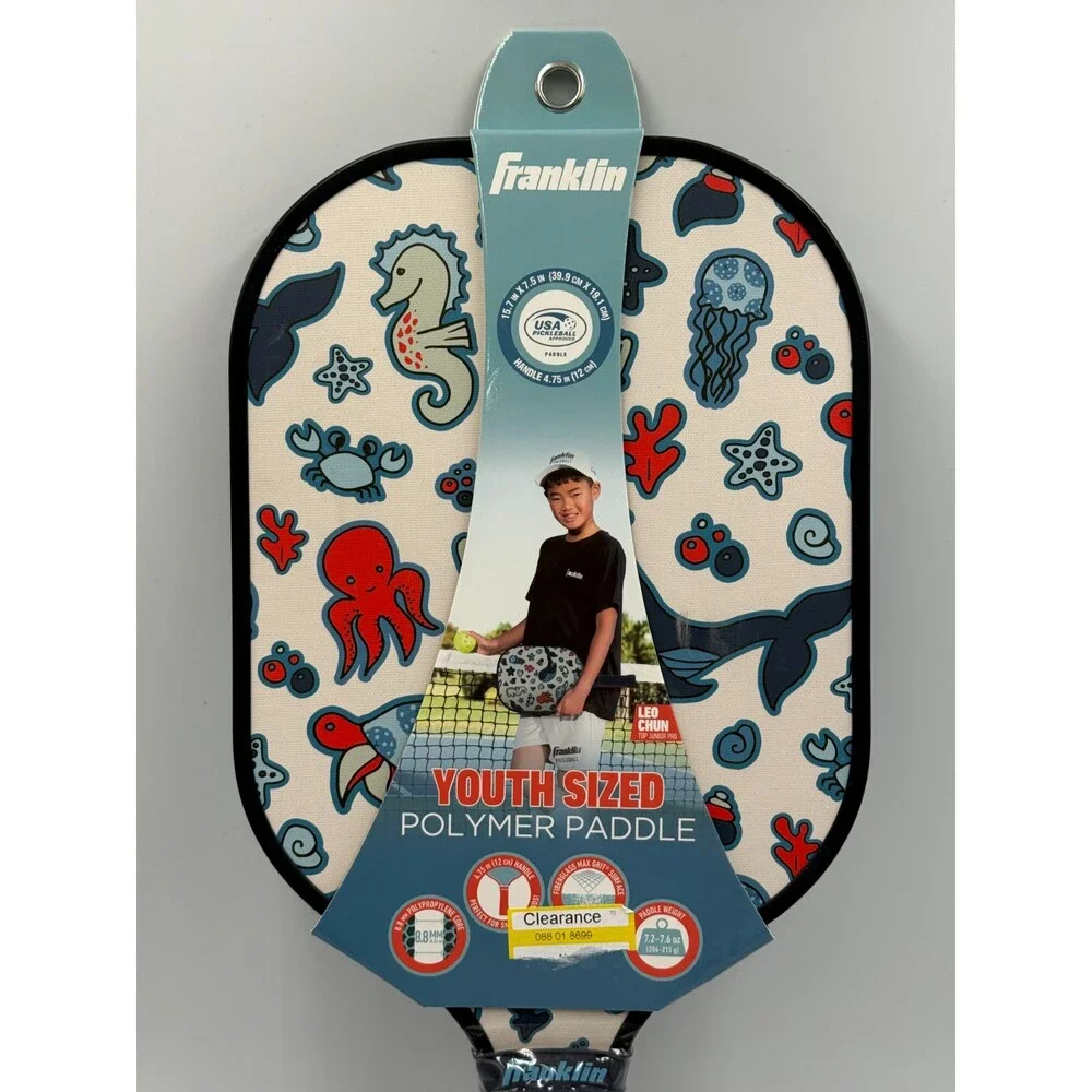 New Franklin Youth Pickleball Paddle Sea Creature Polymer Core Leo Chun Racquet